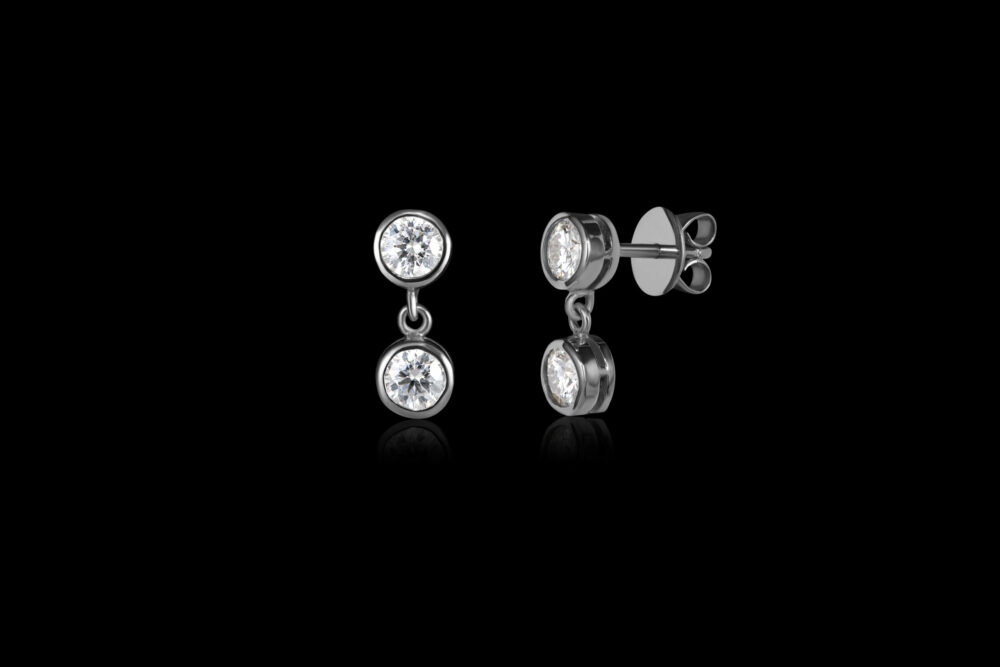 Double Bezel Earrings Silver