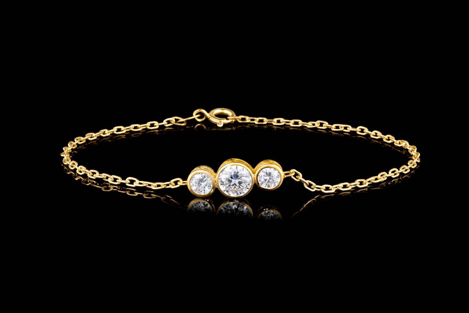 Naomi Triple Bezel Bracelet Yellow Gold