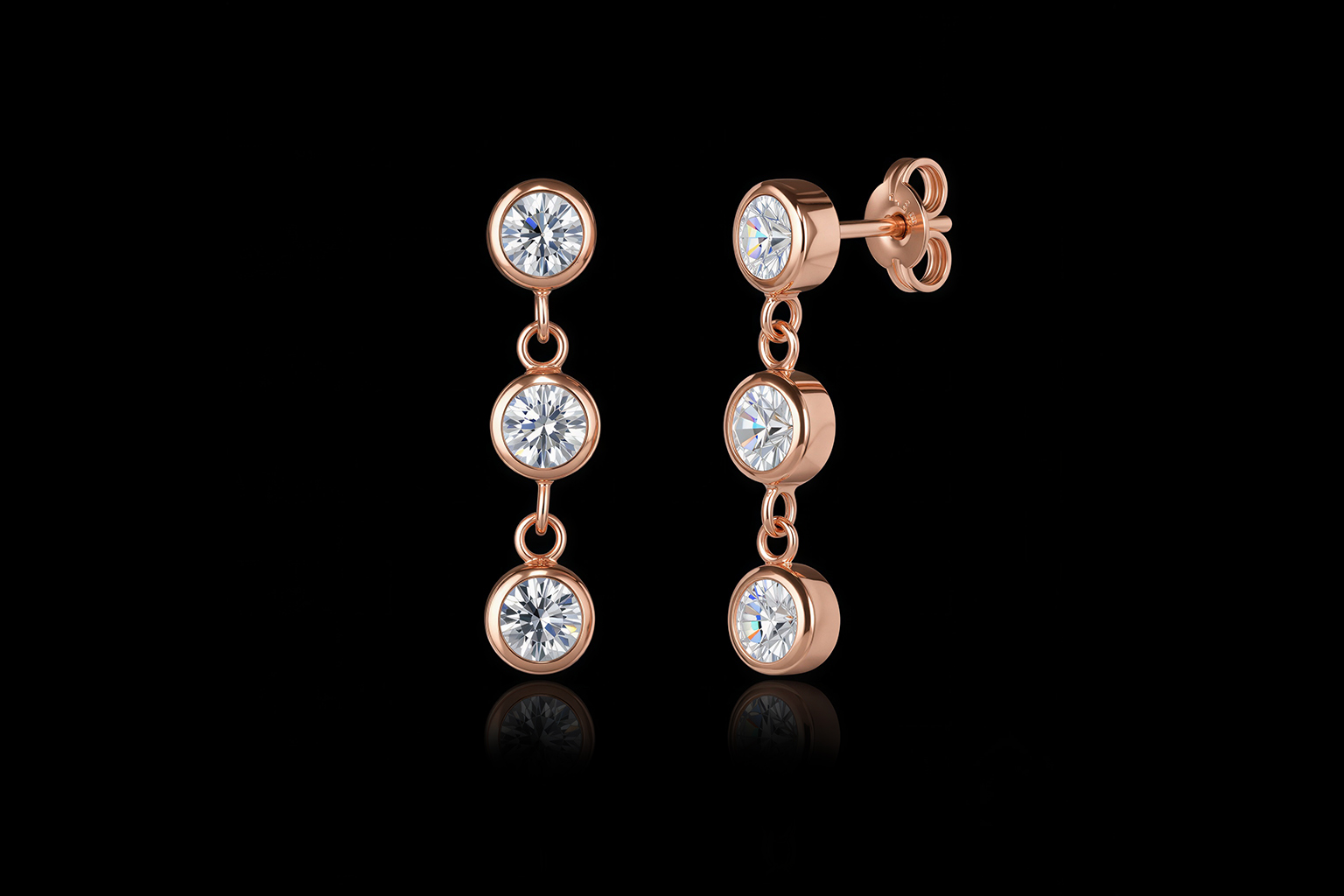 Triple Bezel Earrings RG