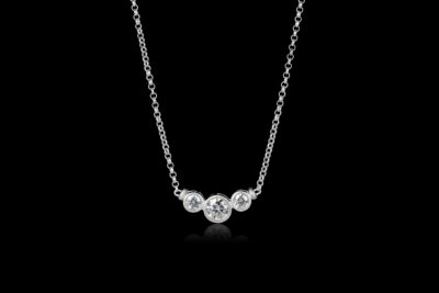 Triple Solid Bezel Necklace Silver