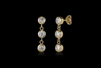 Triple Bezel Earrings Gold 1
