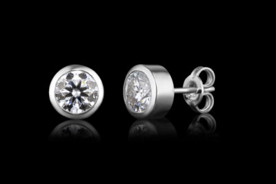 6mm silver bezel earrings