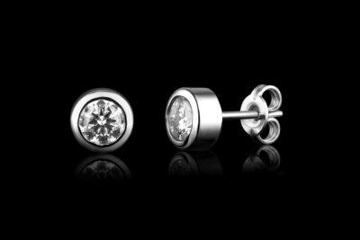 5mm silver bezel earrings