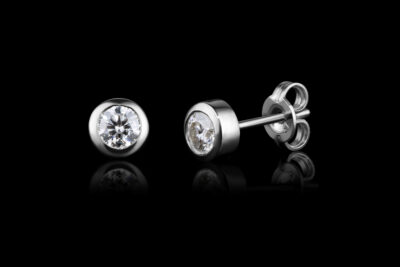 4mm silver bezel earrings