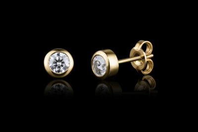 4mm bezel earrings gold