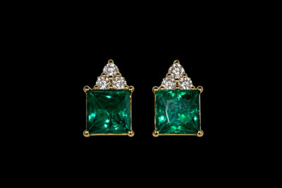 Ria Princess Cut Emerald Stone Earrings