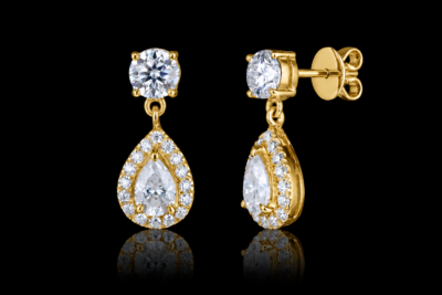 Ruth Round and Pear Earrings YG